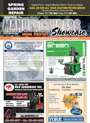 Industrial Machine Trader’s Manufacturers Showcase Annual Directory 2017