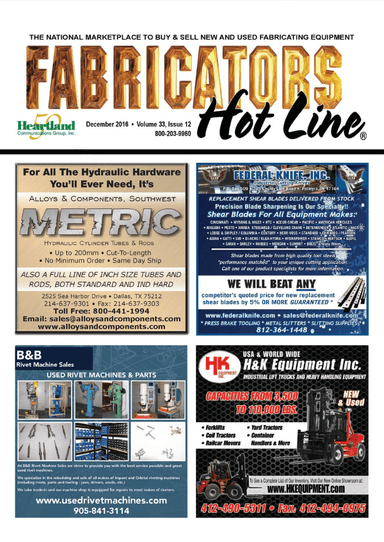 Fabricators Hot Line - December 2016