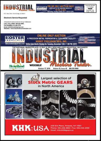 Industrial Machine Trader - October 17, 2016